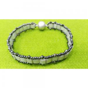 Miyuki tila, rocailles and bicone beads bracelet